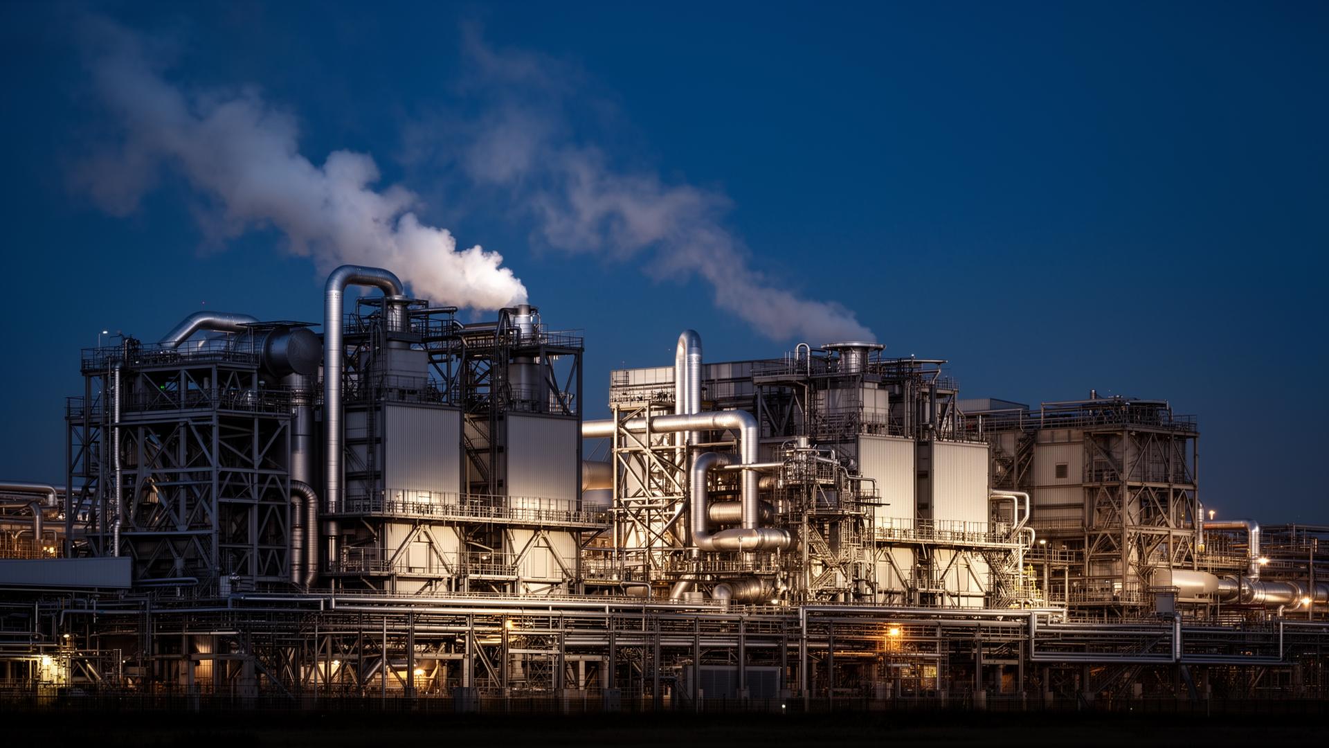 Industrial power plant at dusk